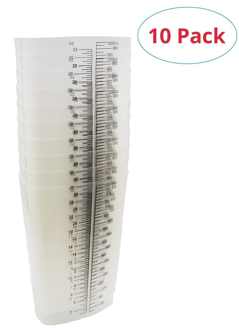 Graduated Triangular Polypropylene Laboratory Container 32 ounce/1000 Cubic Centimeter - Pack of 10...