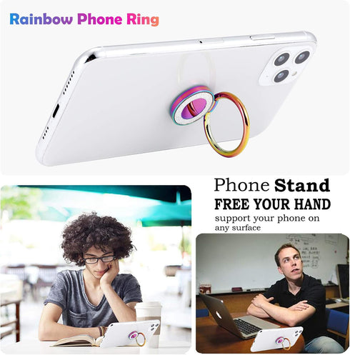 Rainbow Glitter Bling Bling Phone Ring Holder,Iridescent Sparkle Phone Ring Kickstand,Cell Phone Finger Ring Grip for Almost All Phones,Pad...
