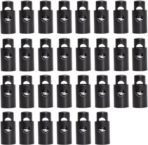 J.CARP 30Pcs Black Plastic Heavy Duty Cord Locks, Single Hole Drawstring Stopper Fastener for No Tie Shoelaces, Hoodies, Pants Closures and More...