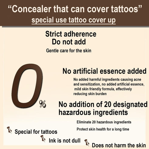 VEZE Tattoo Concealer, Waterproof, Makeup, Skin Foundation, Concealer, Scar, Vitiligo, Dark Spots, Body Art, Tattoo Cover, Anti-Adhesive...
