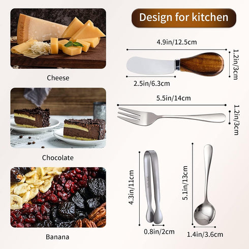 Charcuterie Accessories (20 Pcs), Cheese Spreaders for Charcuterie Board, Mini Serving Spoons, Forks and Mini Serving Tongs - Charcuterie Utensils...