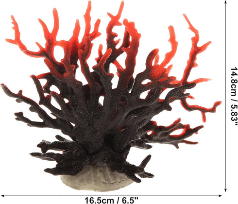 VOCOSTE Coral Reef Decor, Mini Faux Coral Decor for Aquarium Decorations, Black Red,6.5"x5.83"...