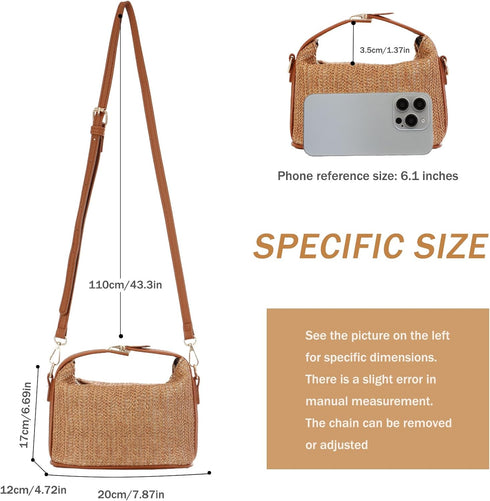 Straw Woven Crossbody Bag Purse for Women,Small Raffia Tote Tote Handbags Clutch for Summer Beach Vacation 2024...