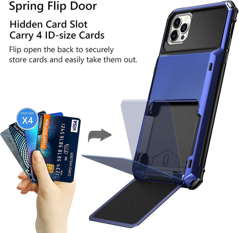 Vofolen Compatible with iPhone 12 Pro Max Case 5G Wallet 4-Card Slot Credit Card Holder Flip Hidden Pocket Dual Layer Hybrid TPU Bumper Armor Prot...