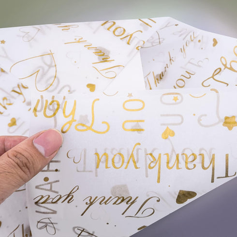 100 Sheets Thank You Tissue Paper Bulk,Thank You Tissue Paper for Small Business,Packaging Tissue Paper for Gift Bags,Thank You Packaging Tissue P...
