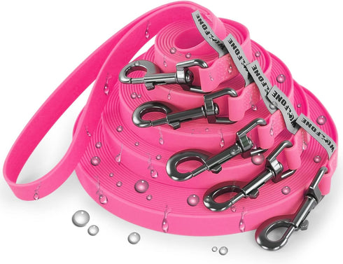 10ft Pink Long Leash Waterproof Training Dog Leash? Easy Care Leash Fit for Recall? Swimming? Camping? Beach? Hunting? Walking...