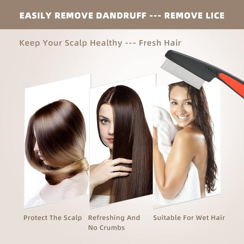 Flea Comb, Dandruff Comb, Multifunction Stainless Steel Fine Tooth Comb Nit Removal Hair Comb Cat Dog Pet Grooming Scalp Flea Comb, Easy to Hold...