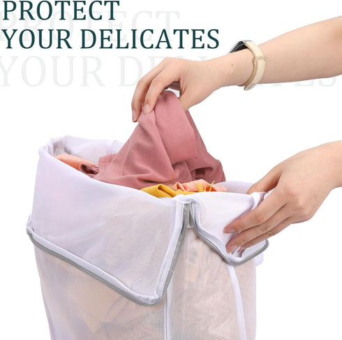 2 Pcs Mesh Laundry Bags for Washing Machine,16 X 20 Inch Fine Mesh Wash Bags with Handle,Side Widening Large Opening Zippered Clothing Washing Bag...