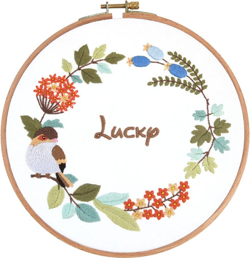 Embroidery Starter Kit with Pattern and Instructions for Beginners, Cross Stitch Set, Wooden Embroidery Hoops, Needles, and Color...