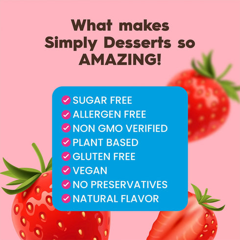 Simply Delish Plant Based Natural Strawberry Jel Dessert – 6 Pack – Zero Sugar, 0g Net Carbs, Gluten Free, Vegan, Diabetic & Allergen Free...
