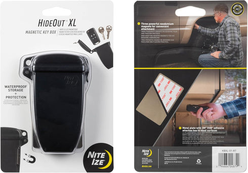 Nite Ize Hideout Magnetic Key Box - Waterproof Key Hider - Magnetic Key Holder & Box - Waterproof Key Storage for Spare Keys - Black, Extra Large...