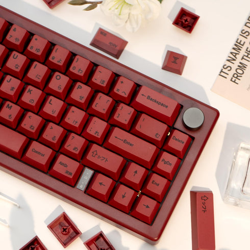 140 Keys PBT Japanese Keycaps Cherry Profile Key Caps DYE-Sub Red Keycaps Minimalist Style Customized Keycaps Set Compatible with Cherry MX Switch...