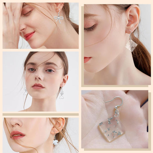160 PCS/80 Pairs White Gold Tone Earring Hooks Hypoallergenic Ear Wires Fish Hooks with 100 PCS Clear Silicone Earring Backs and 100 PCS Jump Ring...
