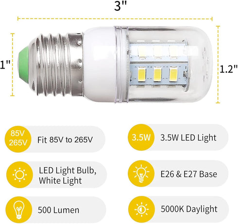 Belleone 5304511738 LED Refrigerator Light Bulb Compatible with Frigidaire Crosley Ken More Refrigerator, 3.5W KEI D34L Bulb Replace PS12364857 AP...