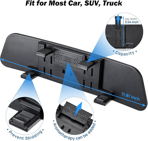 JOYTUTUS Rearview Mirror, 12 Inch Panoramic Anti-Glare Rear View Mirror, Interior Clip-on Wide Angle Convex Rear View Mirror Effectively to Reduce...