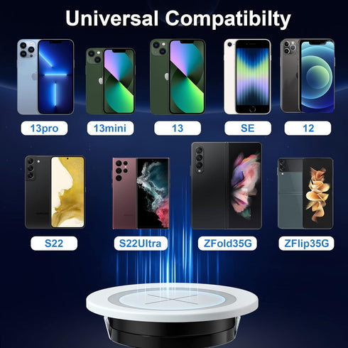 Desk Wireless Charger, JE Make IT Simple 15W Fast Charging Station Desktop Grommet Sleek Invisible Power Charging Pad, for iPhone 15, Samsung, Air...