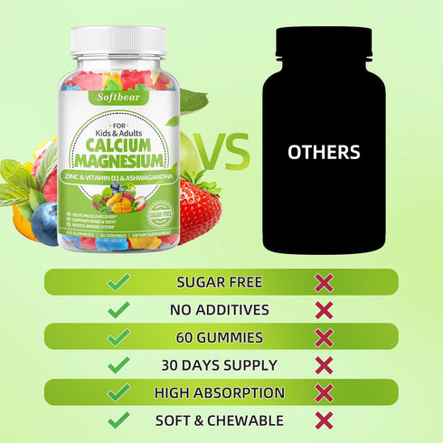 Calcium Magnesium Zinc Gummies for Women, Calcium Magnesium Supplement Chewable Calcium 600 mg with Vitamin D3 for Bone Strength Vegan Mixed Fruit...