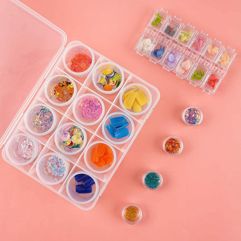 Segbeauty Gem Organizer Box, Clear Bead Container 12 Compartments with Secure Lids, Empty Plastic Display Case Jewelry Organizer Transparent Nail ...