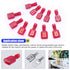 Twidec/100PCS Nylon Spade Connectors Kit 22-18 Gauge Quick Disconnect Fully Insulated Male and Female Wire Spade Terminal Assortment Kit Red N-025...
