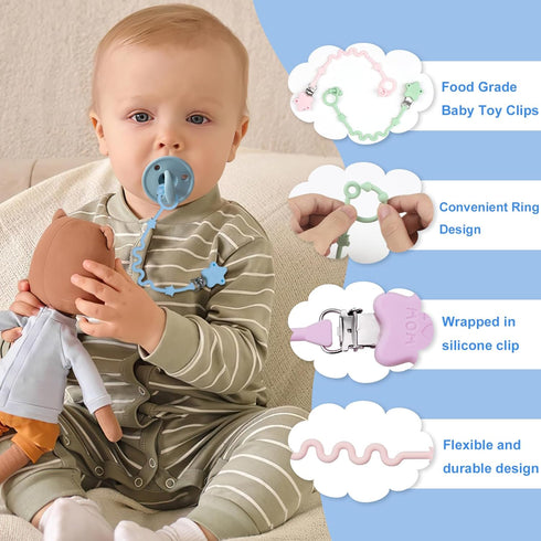 Toy Straps for Baby,RTMOK Silicone Setpacifier Clip,Applies to Car Seat Toy,Teether Toy,High Chair,Stroller Accessories,Baby Toy Clips,Cribs,Rocki...