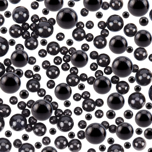 PH PandaHall 1113pcs Mini No Holes Pearls, 6 Sizes Undrilled Imitated Pearl Beads 2.5/4/5/6/7/8mm Black Beads Faux Pearls Loose Beads for Vase Fil...