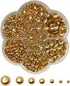 3000Pcs 1 Box Plastic Pearls Round Flatback Imitation Half Loose Beads Gem Assorted Sizes 2 to 10MM for DIY Scrapbooking Crafts Gold...