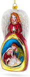Angel Above Nativity Scene Blown Glass Christmas Ornament...