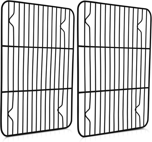 Cooling Baking Rack Set of 2, E-far 11.7” x 9” Non-stick Wire Racks for Oven Cooking Roasting Grilling Cookie Cake Bacon Meat Resting, Non-toxic &...