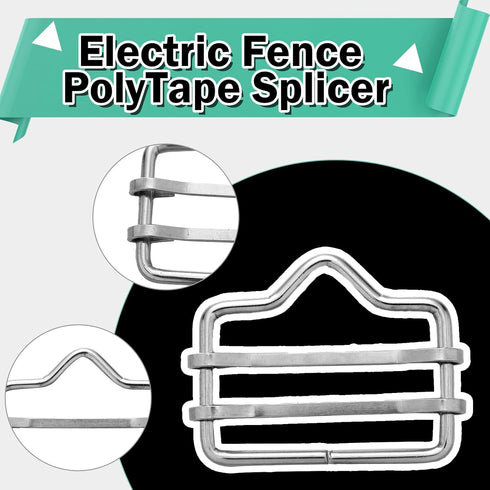 24 Pieces 1.6 Inches Electric Fence Poly Tape Splicer Polytape Buckle Stainless Steel Electric Fence Connectors for Outdoor Electric Fence, Silver...