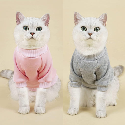 Cat Sweaters Shirts for Cats - Hairless Cat Cotton Tshirts Pet Clothes - Pullover Kitten T-Shirts with Sleeves - Cats & Small Dogs Apparel (Light ...