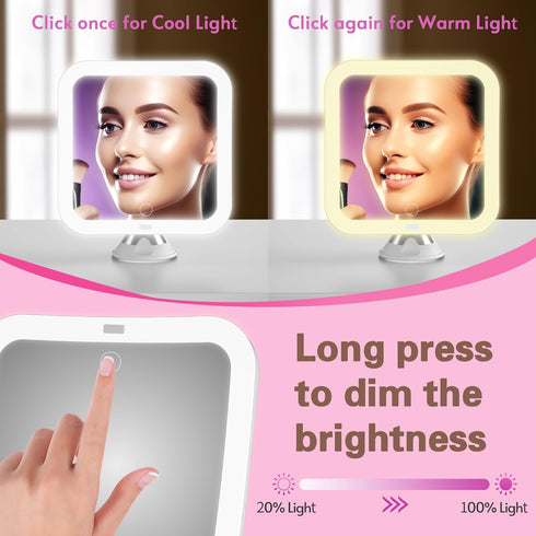 Upgraded 10x Magnifying Lighted Makeup Mirror with Natural White LED Lights, 360°Swivel Portable Cordless Makeup Mirrors with Locking Suction Base...