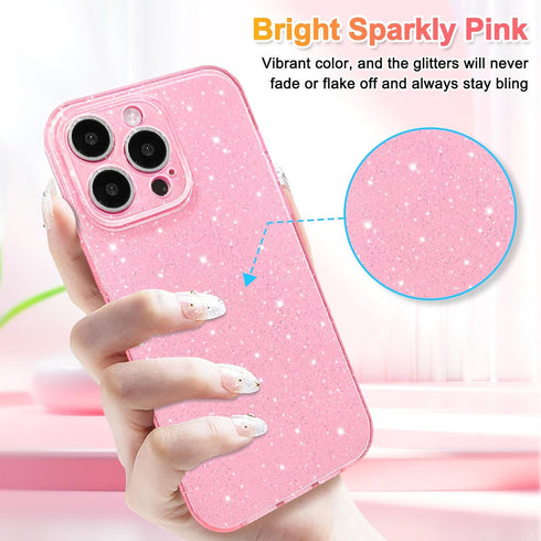 Hython Case for iPhone 15 Pro Case Glitter Cute Sparkly Shiny Bling Sparkle Phone Cases 6.1", Thin Slim Fit Soft TPU Bumper Shockproof Rubber Prot...