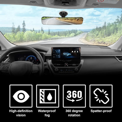 Anti Glare Reduce Blind Spots Convex Wide Angle Hd Auto Inside Rearview Mirror 360 Degrees Adjustable Car Rear View Mirror with Suction Cup Compat...