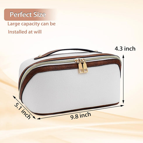 Stylish Makeup Bag Organizer Travel Case for Women Cosmetic Bag for Toiletries and Makeup Waterproof Leather Cosmetic Bag Perfect Fit Home or on t...