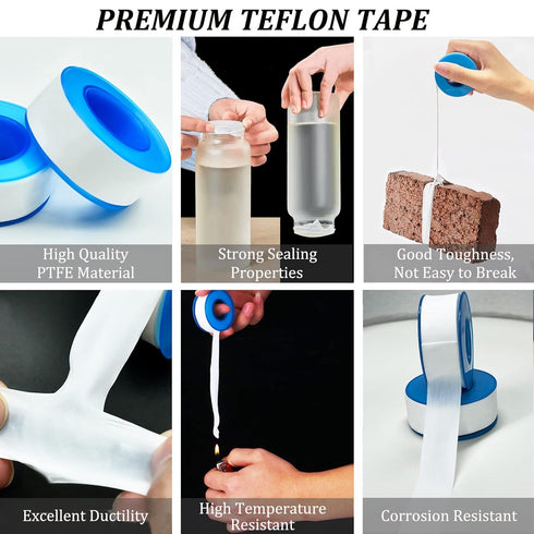 5 Rolls Premium Plumbers Tape, Teflon Tape, Plumbing Tape, Thread Seal Tape for leaks, PTFE Tape, Shower Head, Waterproof Pipe Sealant Tape, Water...