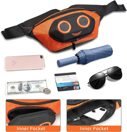 Fanny Pack with Bluetooth Speaker, Asyoren Portable Bluetooth Speakers, 10W Louder Volume, Crystal Clear Stereo Sound, Rich Bass, IPX7 Waterproof,...