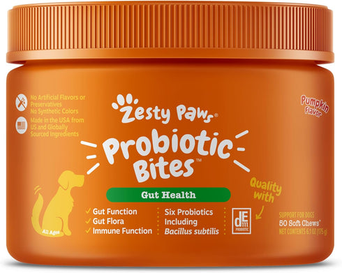 Zesty Paws Probiotics for Dogs - Digestive Enzymes for Gut Flora, Digestive Health, Diarrhea & Bowel Support - Clinically Studied DE111 - Dog Supp...