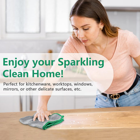 Glass Polishing Cloth Streak Free Miracle Cleaning Cloth Lint Free Microfiber Cleaning Rags for Glasses Kitchen Dish Mirrors Easy Clean, Pack of 6...
