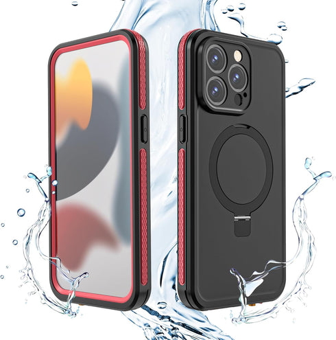for iPhone 15 Pro Max Waterproof Case with Stand Compatible with MagSafe, Full Body Magnetic IP68 Underwater Case Built-in Screen Protector Milita...