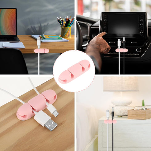 3PCS Cable Clips Cord Wire Organizer Electrical Cable Management Holders 4 Hole Silicone Cable Harness USB Charging Accessory Cute Cable Holder fo...