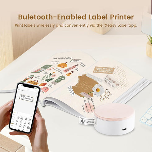 Label Maker Machine with Tape - HP3 Portable Bluetooth Label Maker Printer, Mini Handheld Sticker Thermal Printer, Easy to Use...
