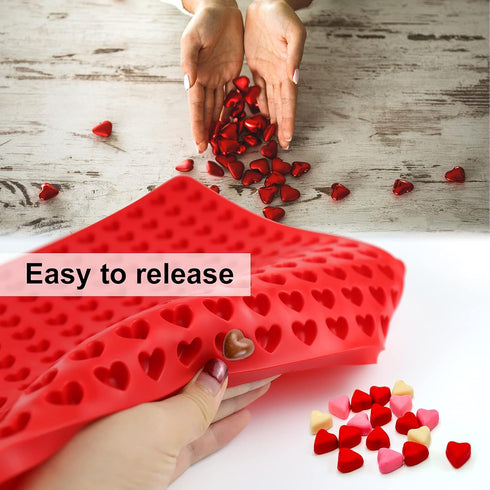 Palksky 255-Cavity Mini Heart Silicone Gummy Mold/Chocolate Drops Mold/Dog Treats Pan/Heart shape Candy Molds for Ganache Jelly Caramels Cookies P...