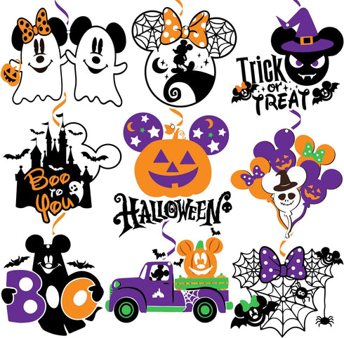 36Pcs Mouse Halloween Decorations Hanging Swirl, Mouse Theme Halloween Party Supplies Halloween Foil Swirl Ceiling Hanging Decor for Halloween Bir...