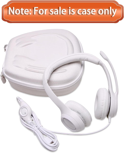 LTGEM Hard Headphone Case for Logitech H390, JLab Go Work, JIAMQISHI, EAGLEND, FEABASK Headset (Inside:6.8"x7"x2.9") - White+Grey......