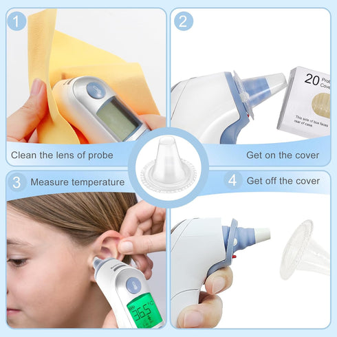 Ear Thermometer Covers for All Braun Thermometer Models, Disposable Digital Ear Thermometers Lens Filters Refill Caps, 100 Count...