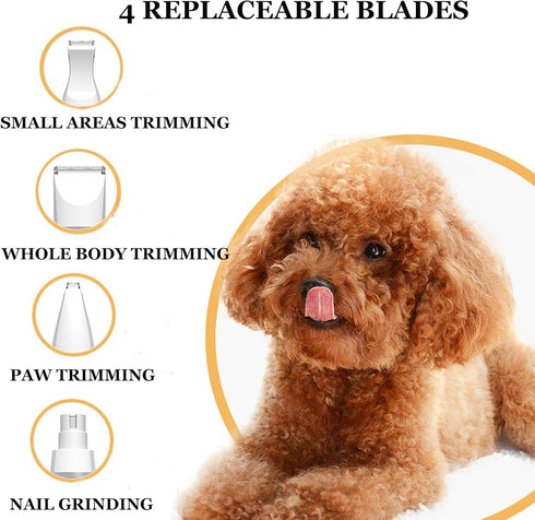 Dog Hair Grooming Clippers Electric Low Noise Pet Shaver Hair Clipper Set Dog Paw Trimmer Professional Pet Grooming Kit for Dogs Cats...