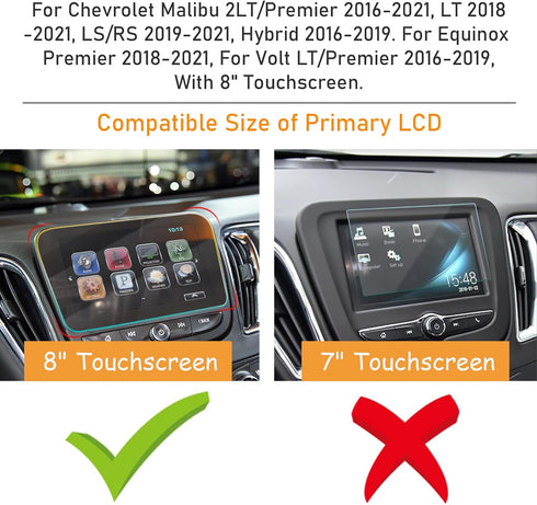 TTCR-II Tempered Glass Screen Protector 8-Inch Compatible with Chevrolet Malibu Premier 2016-2025, LS/RS 2019-2025, for Equinox Premier 2018-2024,...