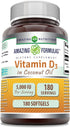 Amazing Formulas? Vitamin D3 with Coconut Oil Supplement | ?5000 ?IU Per Serving | 180 Softgels | Non-GMO | Gluten Free | Made in USA...
