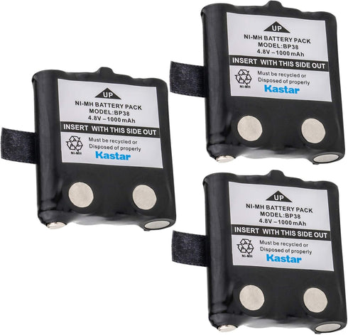 Uniden BP38 Replacement NiMH Battery Pack (Set of 3); for Uniden GMR Radios and Some VHF Radios; Fits VHF Models MHS050-2, Atlatnis 150; Can be Us...