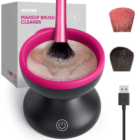 Electric Makeup Brush Cleaner Machine - Alyfini Portable Automatic USB Cosmetic Brushes Cleaner Cleanser Tool for All Size Beauty Makeup Brush Set...